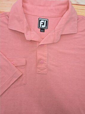 Footjoy Mens Pink Pocket Athletic Fit Polo Large